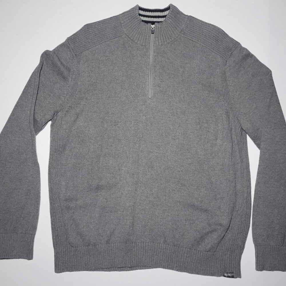 Eddie Bauer Mens Gray 1/4 Zippered Long Sleeve Pullover Sweater Size XL
